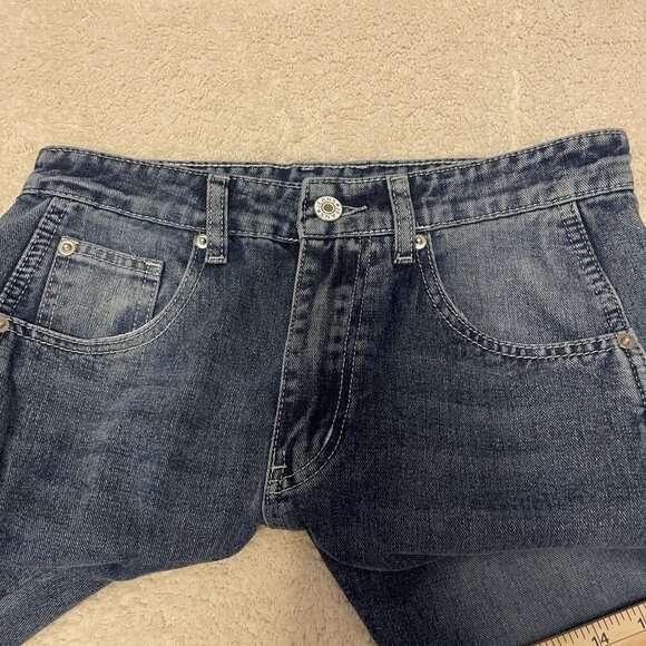 Barrel Leg Jeans PANTS  Womens Size S 29"W 24.5"L‎ Blue Cotton Blend SEAM DETAIL - Picture 10 of 16